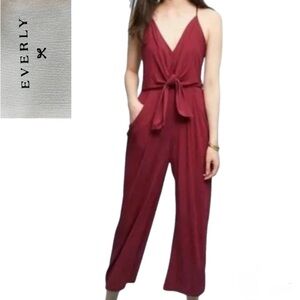 ❤️ Everly Burgundy Jumpsuit With Sparkling Beading Size M